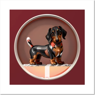 Cute Geometric Dachshund Posters and Art